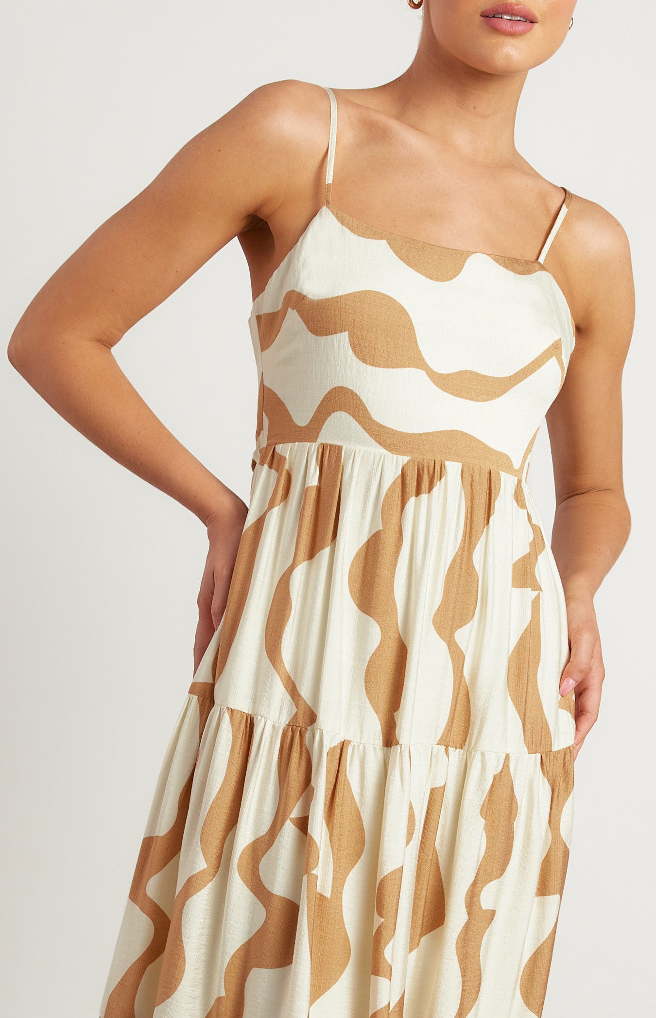 Sunset Waves Maxi Dress -Beige